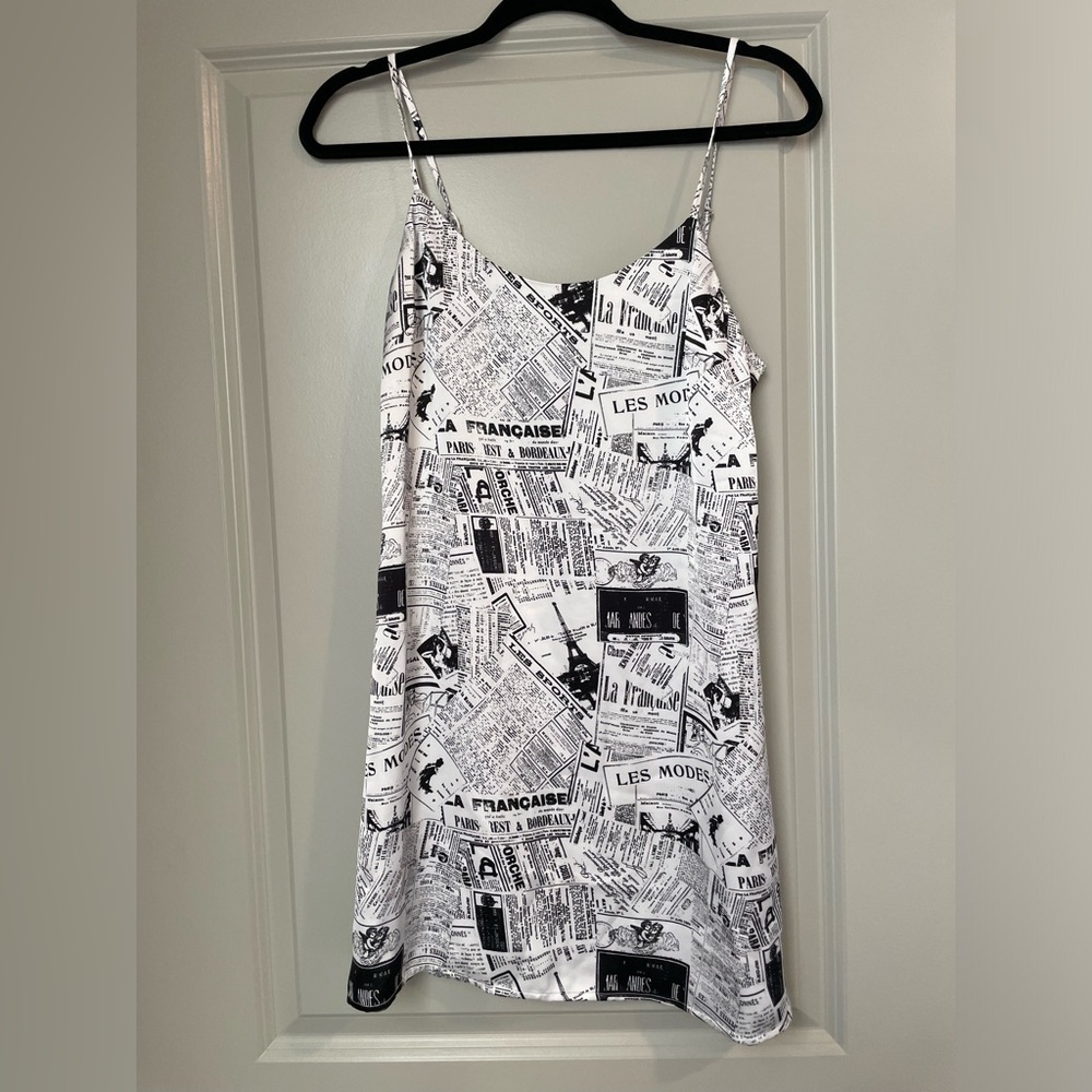 Trendy newspaper slip dress